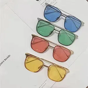 2021 newest fashion square big frame jelly color sunglasses women men eyewear shade vintage sun glasses wholesale custom goggles