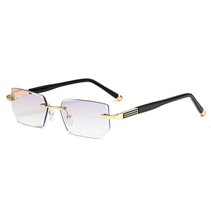 2021 HD trendy designer thin optics rimless chamfered reading glasses anti blue light men women wholesale reader glasses frame