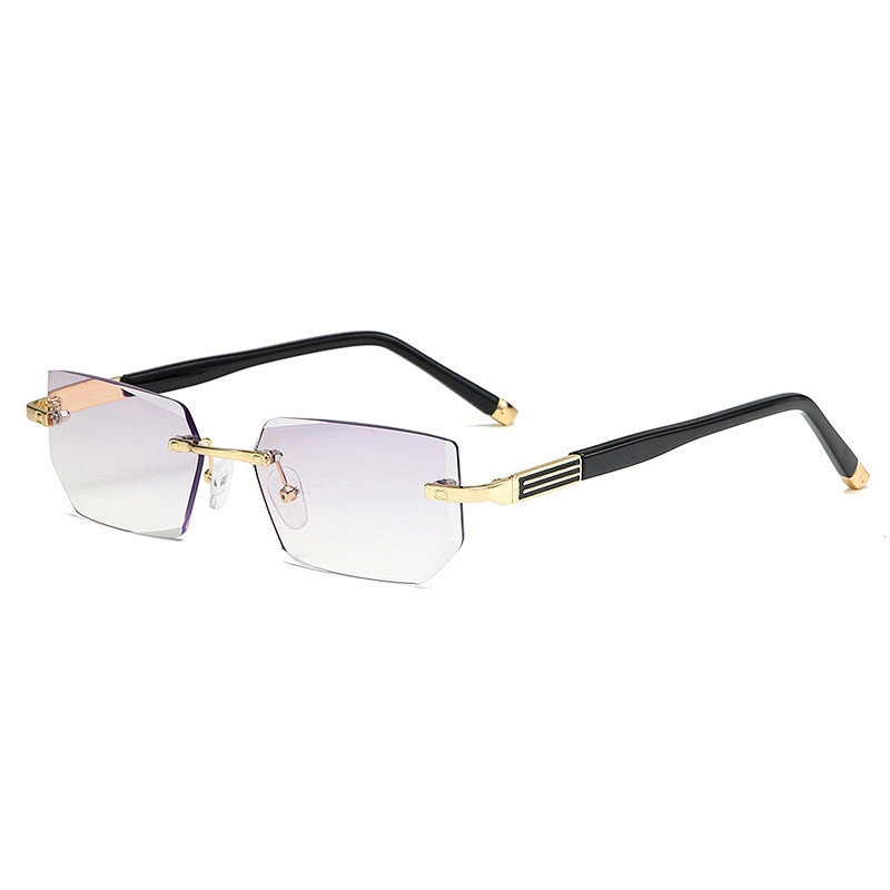 2021 HD trendy designer thin optics rimless chamfered reading glasses anti blue light men women wholesale reader glasses frame
