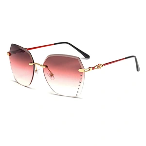 2021 newest fashion rimless chamfering trendy sunglasses women men eyewear shade vintage sun glasses wholesale custom goggles
