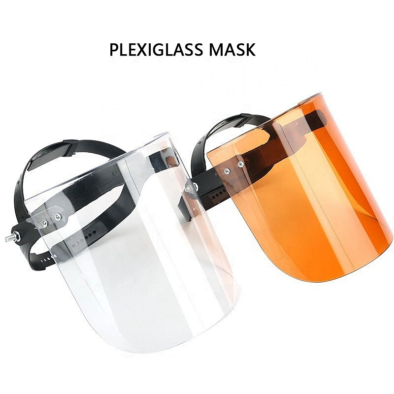 Head-mounted   Semi-closed   Shockproof Splash proof Plexiglass protective face shield facemask