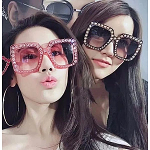 2021 newest fashion rhinestone square big frame sunglasses women men eyewear shade vintage sun glasses wholesale custom goggles