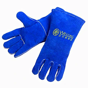 Mechanic Leather Working Safety Driving Gloves Construction Blue Plain Light Style Cowhide Feature Material Wing Origin