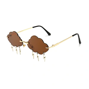 2021 fashion newest cloud shape lightning pendant metal sunglasses women men eyewear shade sun glasses wholesale custom goggles