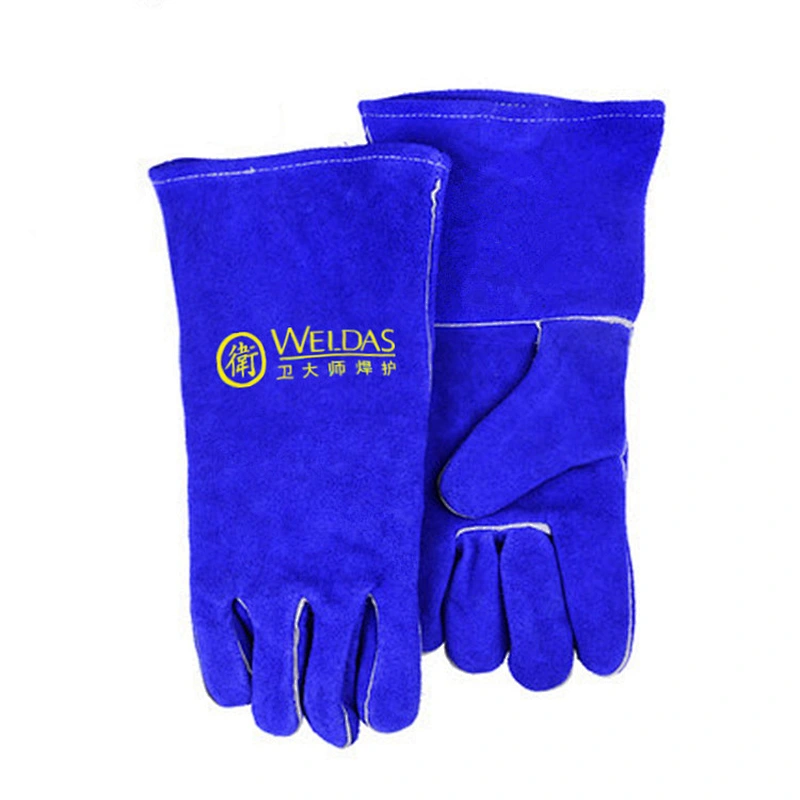 Mechanic Leather Working Safety Driving Gloves Construction Blue Plain Light Style Cowhide Feature Material Wing Origin