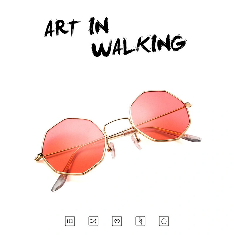 2021 newest metal round frame polygon retro sunglasses women men eyewear shade vintage sun glasses wholesale custom goggles