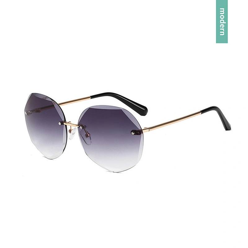 Anti-UV 2021 newest fashion colorful rimless metal sunglasses women men eyewear shade sun glasses wholesale custom goggles