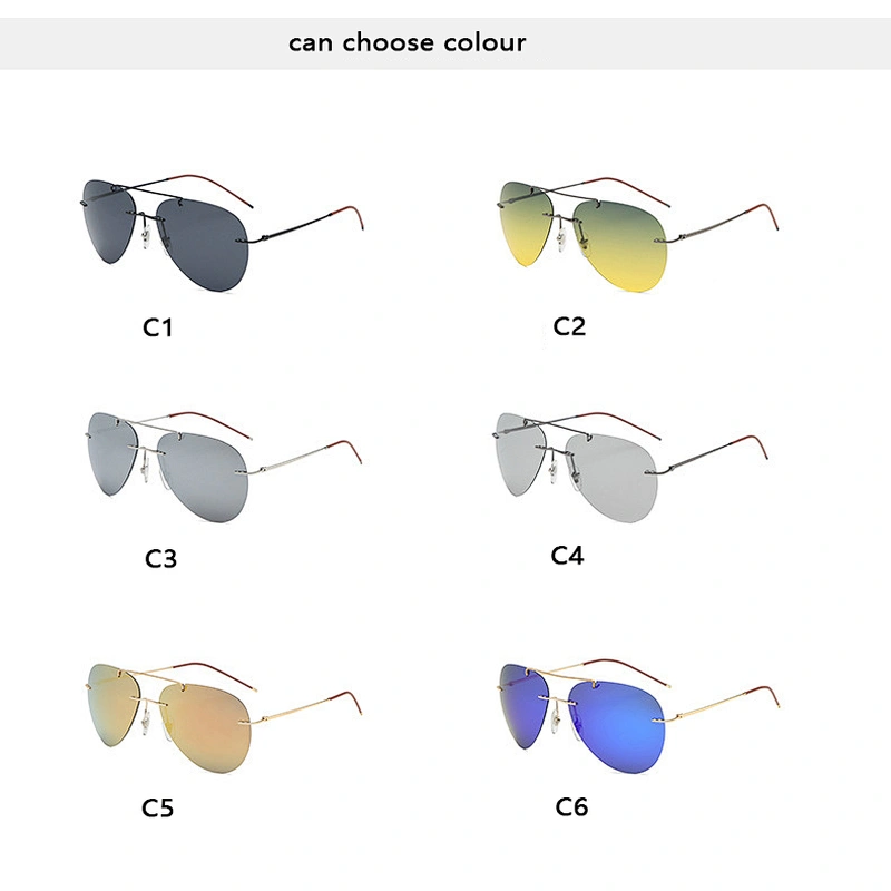 2021 newest fashion titanium rimless oval sunglasses polarized women men eyewear shade sun glasses wholesale custom goggles