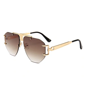 Cross-border hot style steampunk anti-snake leather sunglasses men European and US street shoot round frame sunglasses