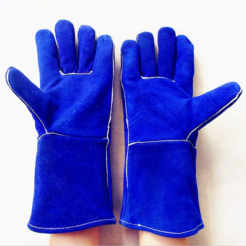Mechanic Leather Working Safety Driving Gloves Construction Blue Plain Light Style Cowhide Feature Material Wing Origin