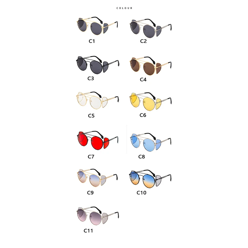 2021 newest fashion round frame steam punk four lenses sunglasses women men eyewear shade sun glasses wholesale custom goggles