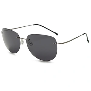 2021 newest trendy titanium rimless round sunglasses polarized women men eyewear shade sun glasses wholesale custom goggles