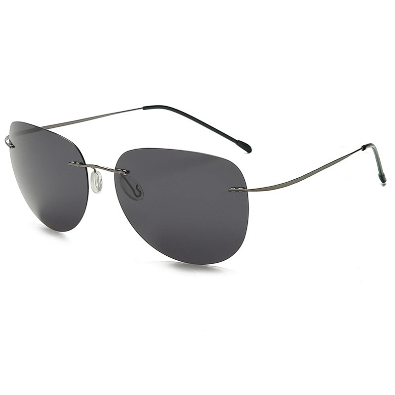 2021 newest trendy titanium rimless round sunglasses polarized women men eyewear shade sun glasses wholesale custom goggles