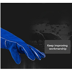 Mechanic Leather Working Safety Driving Gloves Construction Blue Plain Light Style Cowhide Feature Material Wing Origin