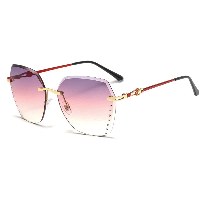 2021 newest fashion rimless chamfering trendy sunglasses women men eyewear shade vintage sun glasses wholesale custom goggles