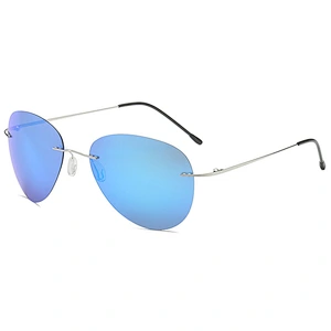 2021 newest fashion rimless oval titanium sunglasses polarized women men eyewear shade sun glasses wholesale custom goggles