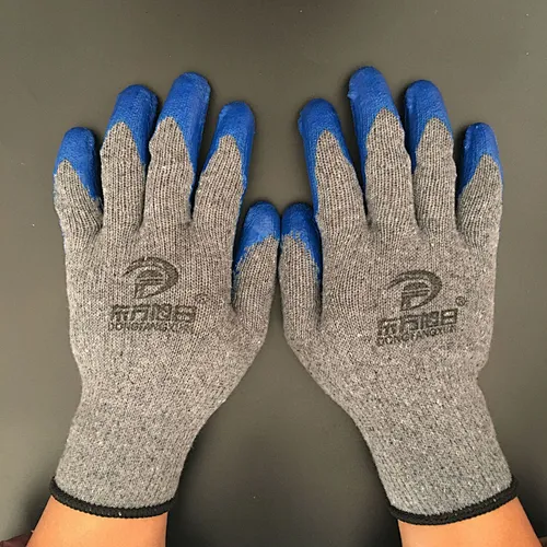 Mechanic Yarn Working Safety Driving Dipped Gloves Construction Blue Plain Light Style Feature Material Wing Origin