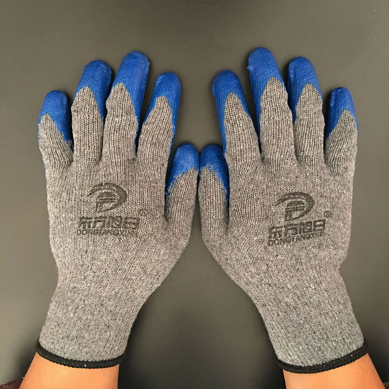 Mechanic Yarn Working Safety Driving Dipped Gloves Construction Blue Plain Light Style Feature Material Wing Origin