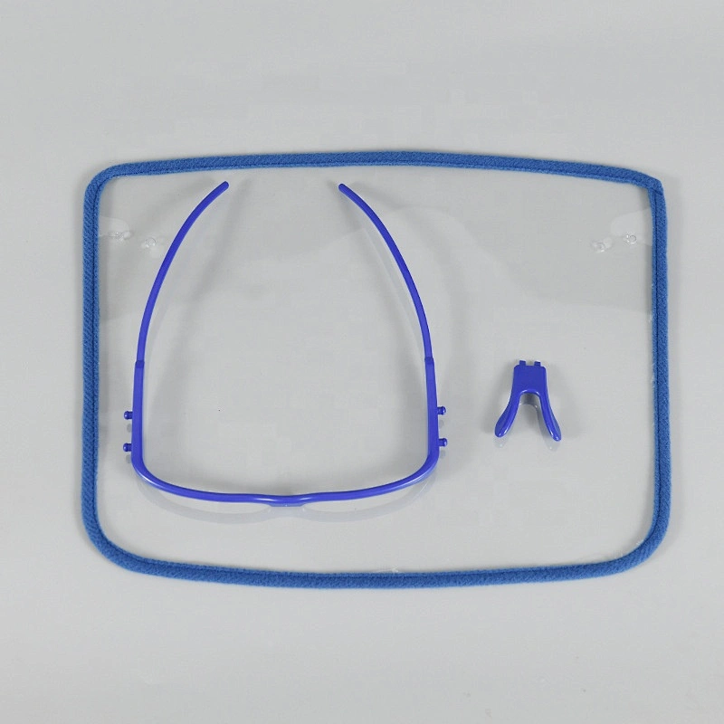 2020 Reusable Clear FaceShield Blue Foldable Face Shield Mask Water Proof Face Sheild With Glasses Frame