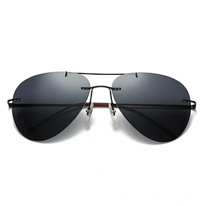 2021 newest fashion titanium rimless oval sunglasses polarized women men eyewear shade sun glasses wholesale custom goggles