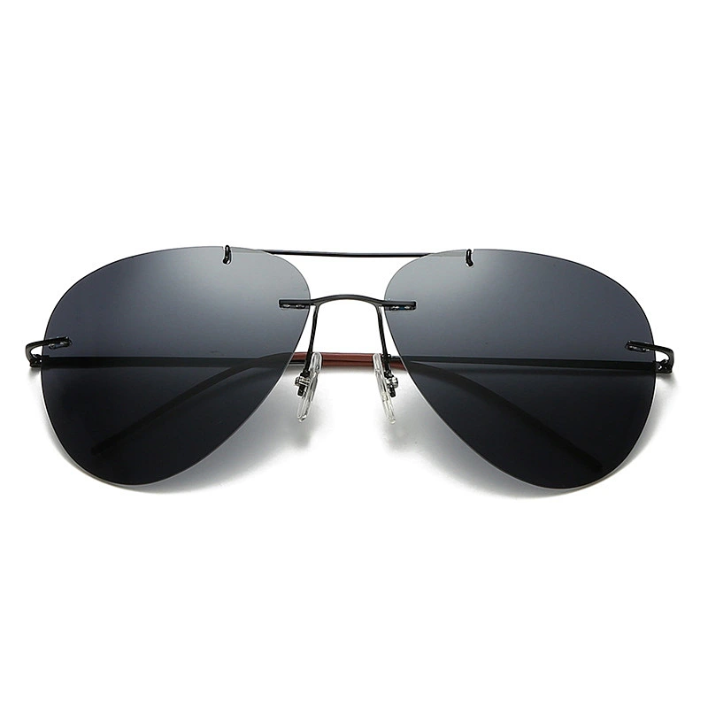2021 newest fashion titanium rimless oval sunglasses polarized women men eyewear shade sun glasses wholesale custom goggles