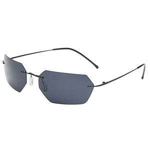 2021 newest fashion rimless oval titanium sunglasses polarized women men eyewear shade sun glasses wholesale custom goggles