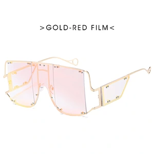 Custom fashion oversize men women sunglasses celebrity sunglasses Multi-rivet punk river newest shade vintage sun glasses