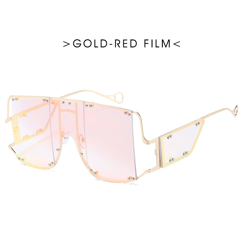 Custom fashion oversize men women sunglasses celebrity sunglasses Multi-rivet punk river newest shade vintage sun glasses
