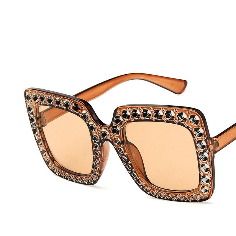 2021 newest fashion rhinestone square big frame sunglasses women men eyewear shade vintage sun glasses wholesale custom goggles