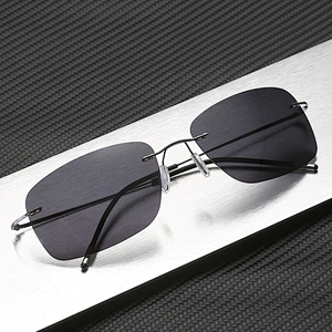 2021 newest fashion titanium rimless foldable sunglasses polarized women men eyewear shade sun glasses wholesale custom goggles