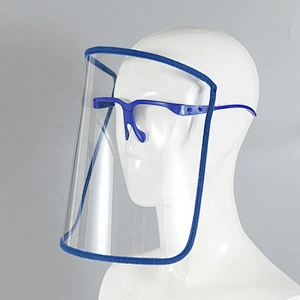 2020 Reusable Clear FaceShield Blue Foldable Face Shield Mask Water Proof Face Sheild With Glasses Frame