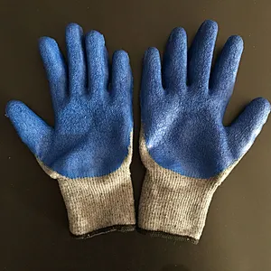 Mechanic Yarn Working Safety Driving Dipped Gloves Construction Blue Plain Light Style Feature Material Wing Origin
