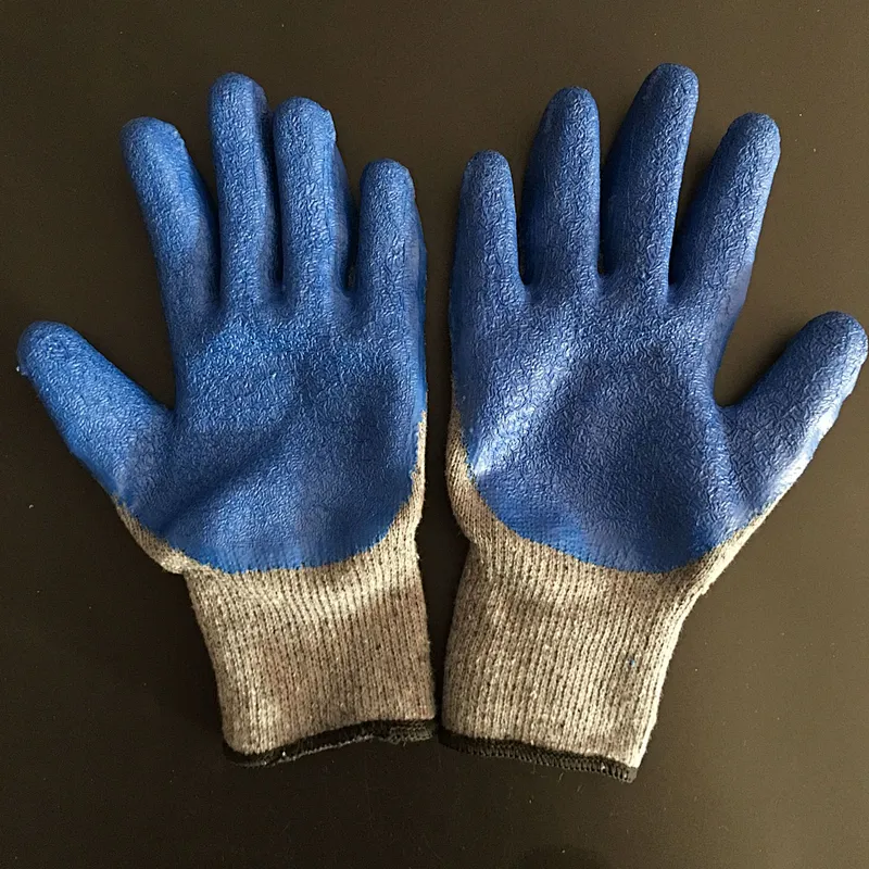 Mechanic Yarn Working Safety Driving Dipped Gloves Construction Blue Plain Light Style Feature Material Wing Origin