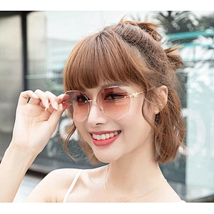 2021 newest fashion fox decoration metal rimless sunglasses women men eyewear shade vintage sun glasses wholesale custom goggles