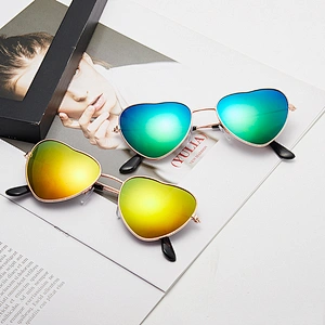 Newest oval colorful kids boy heart shape reflective sunglasses girls 2021 manufacture for custom UV sun glasses