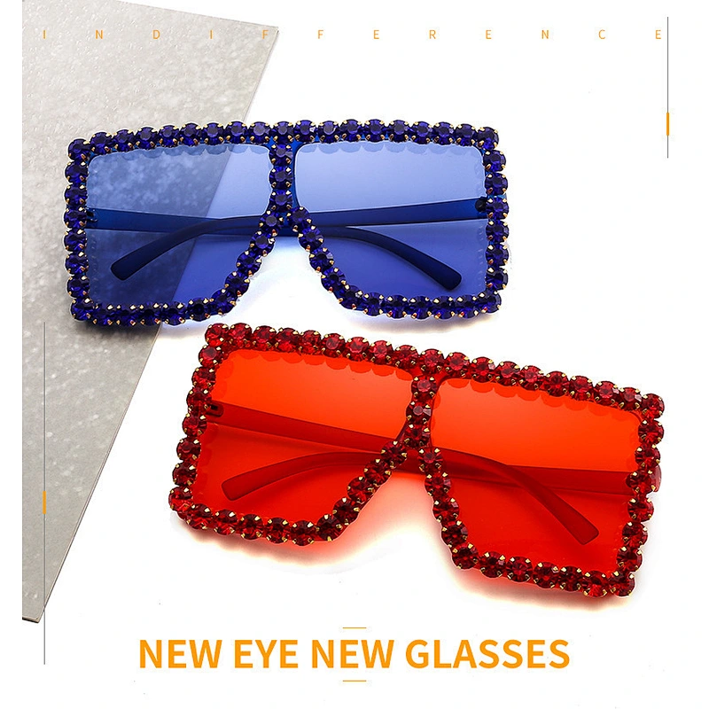 2021 newest fashion rhinestone square big frame cool sunglasses women men eyewear shade sun glasses wholesale custom goggles
