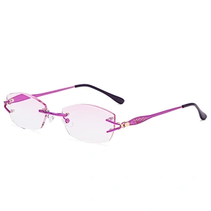 Anti blue light chamfer rimless trendy rhinestone retro designer optics reading glasses men women wholesale reader glasses frame