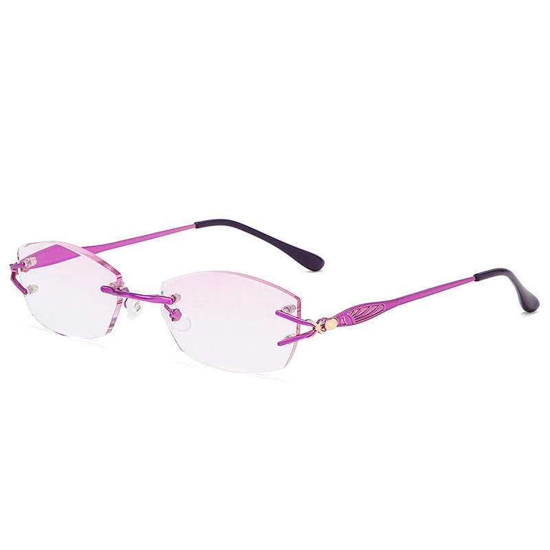 Anti blue light chamfer rimless trendy rhinestone retro designer optics reading glasses men women wholesale reader glasses frame