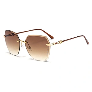 2021 newest fashion rimless chamfering trendy sunglasses women men eyewear shade vintage sun glasses wholesale custom goggles