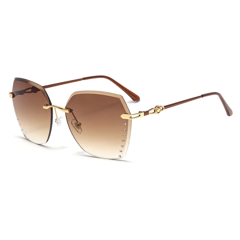 2021 newest fashion rimless chamfering trendy sunglasses women men eyewear shade vintage sun glasses wholesale custom goggles