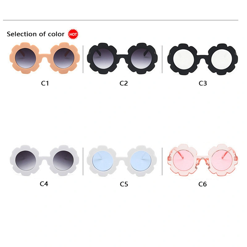 Anti UV newest cute sunflower trendy personality kids boy sunglasses girls 2021 manufacture for custom UV sun glasses