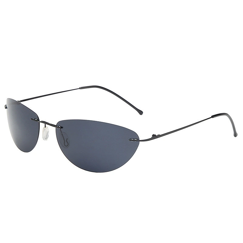 2021 newest fashion rimless oval titanium sunglasses polarized women men eyewear shade sun glasses wholesale custom goggles