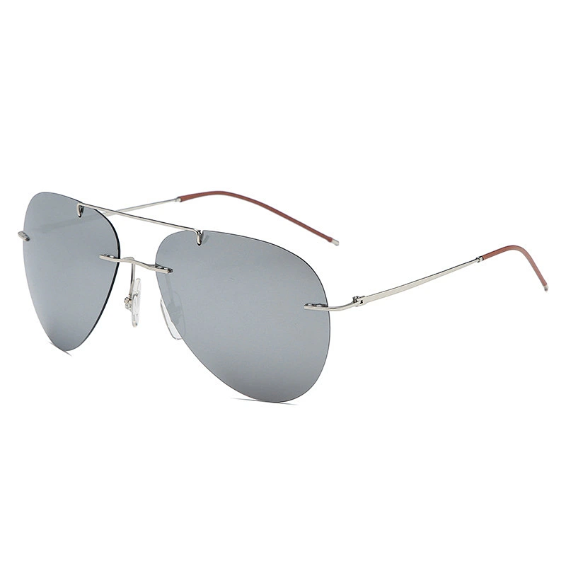2021 newest fashion titanium rimless oval sunglasses polarized women men eyewear shade sun glasses wholesale custom goggles