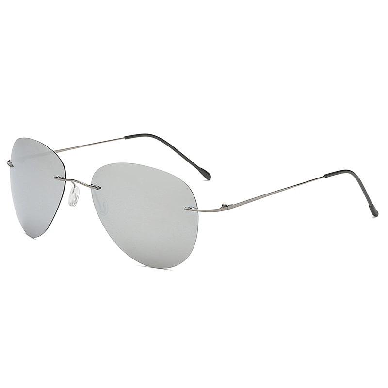 2021 newest fashion rimless oval titanium sunglasses polarized women men eyewear shade sun glasses wholesale custom goggles
