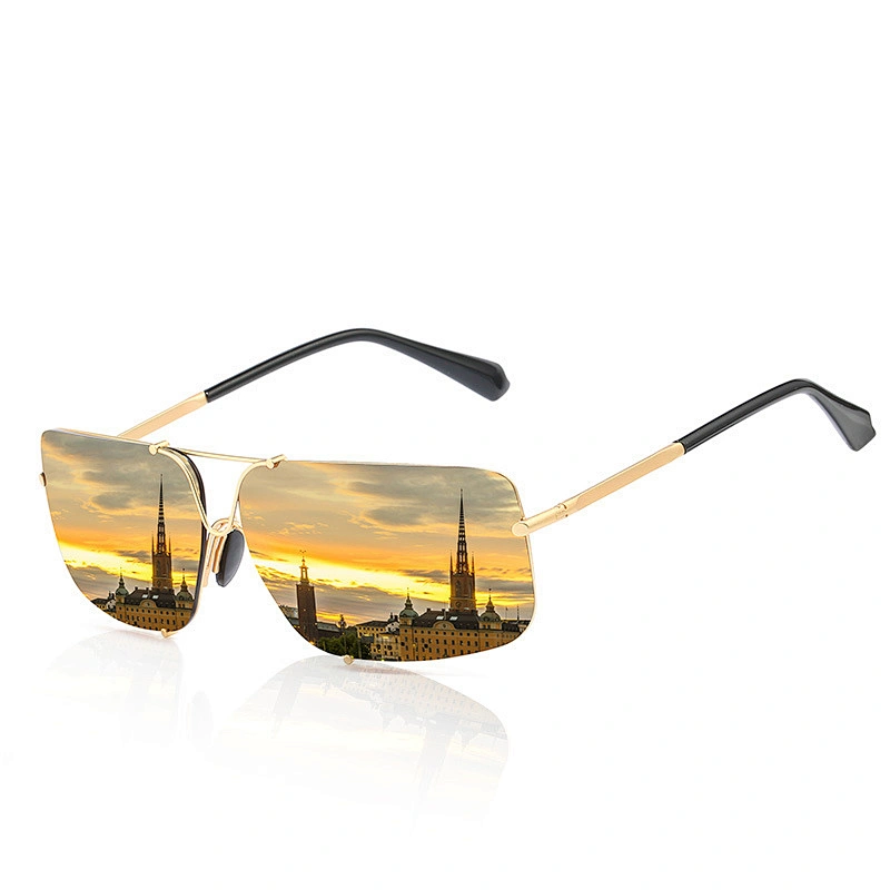 2021 newest fashion square rimless sunglasses polarized women men eyewear shade vintage sun glasses wholesale custom goggles