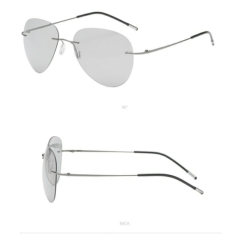 2021 newest fashion titanium rimless oval sunglasses polarized women men eyewear shade sun glasses wholesale custom goggles