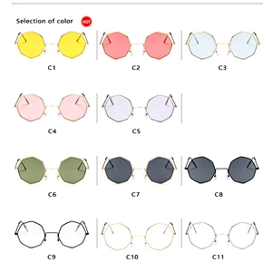 2021 newest metal round frame polygon retro sunglasses women men eyewear shade vintage sun glasses wholesale custom goggles