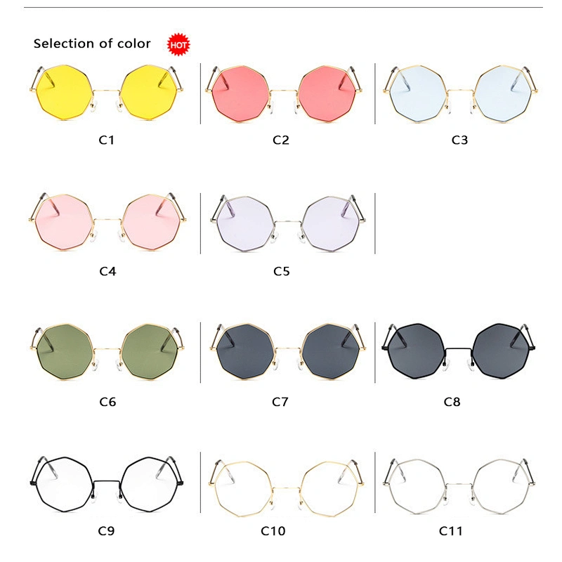 2021 newest metal round frame polygon retro sunglasses women men eyewear shade vintage sun glasses wholesale custom goggles