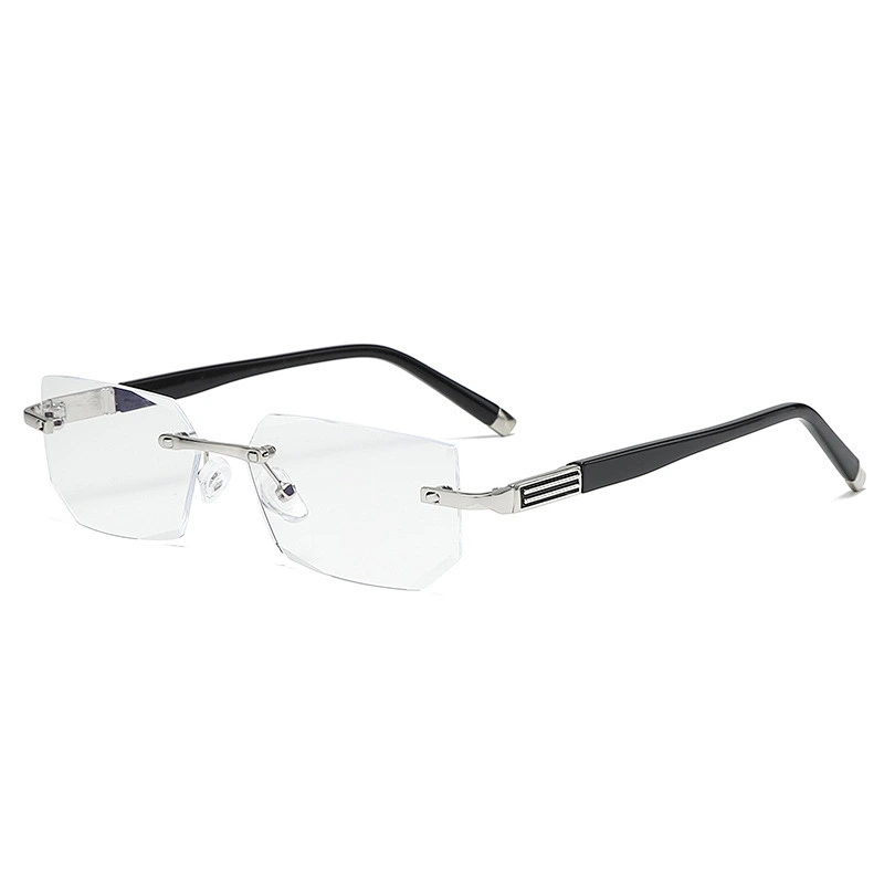 2021 HD trendy designer thin optics rimless chamfered reading glasses anti blue light men women wholesale reader glasses frame
