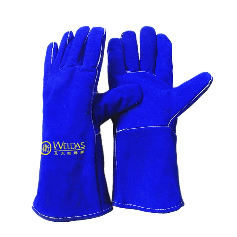 Mechanic Leather Working Safety Driving Gloves Construction Blue Plain Light Style Cowhide Feature Material Wing Origin